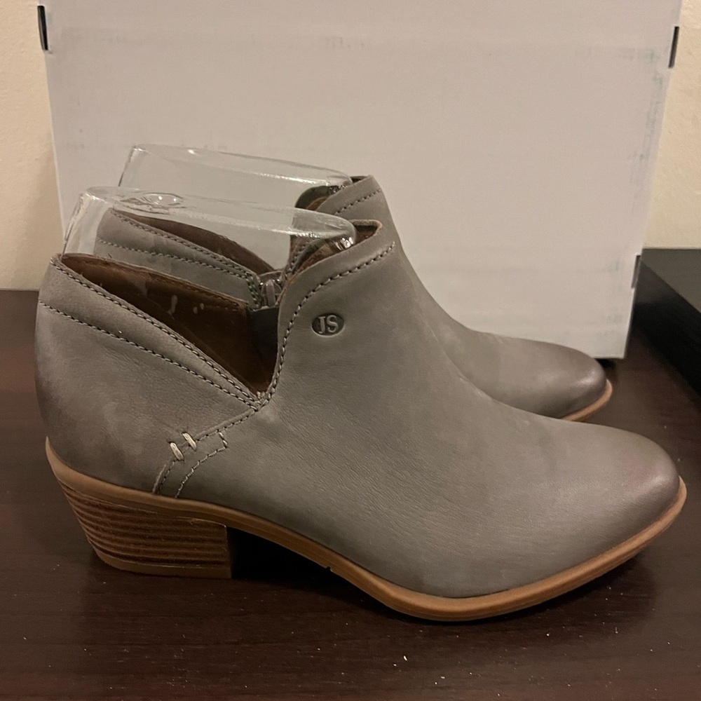 RARE JOSEF SEIBEL DAPHNE 29 GRAY LEATHER ANKLE BOOTIES SIZE EU 37 US 6 6.5 NEW